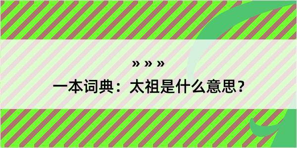 一本词典：太祖是什么意思？