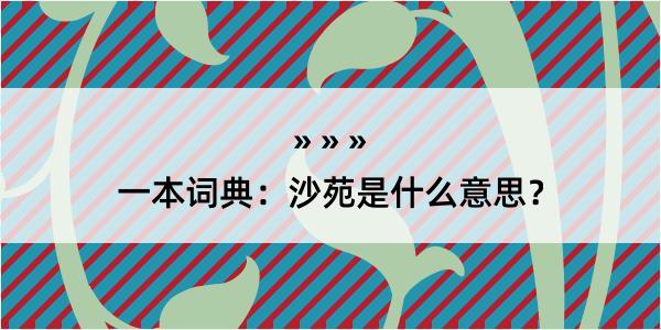 一本词典：沙苑是什么意思？