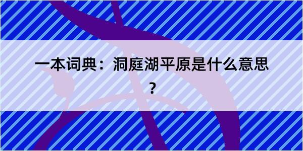 一本词典：洞庭湖平原是什么意思？