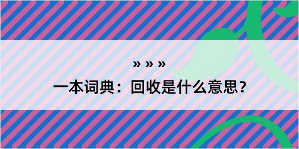 一本词典：回收是什么意思？