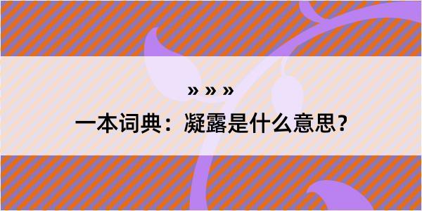 一本词典：凝露是什么意思？