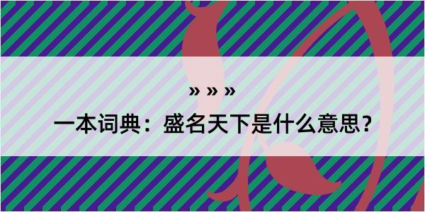 一本词典：盛名天下是什么意思？