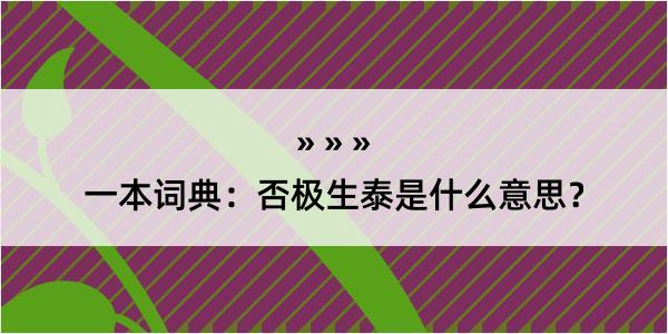 一本词典：否极生泰是什么意思？