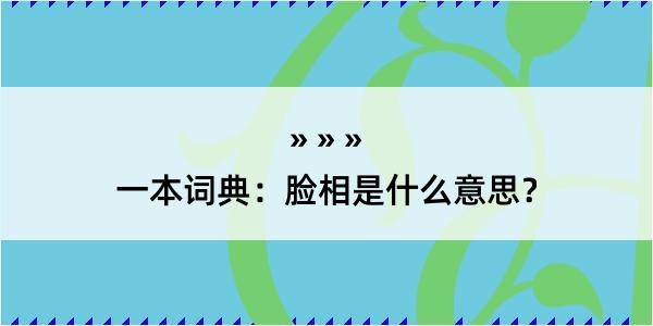 一本词典：脸相是什么意思？