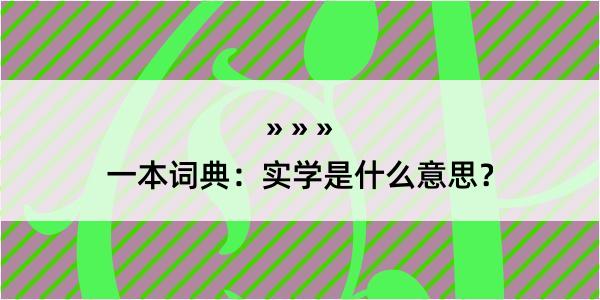 一本词典：实学是什么意思？