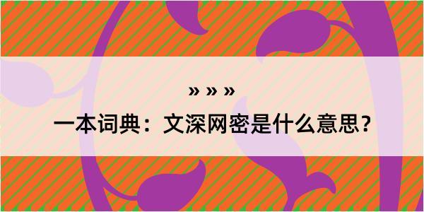 一本词典：文深网密是什么意思？