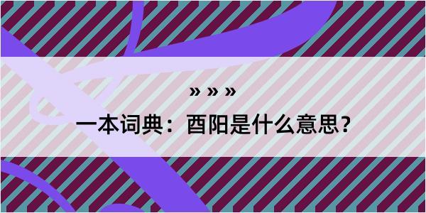 一本词典：酉阳是什么意思？