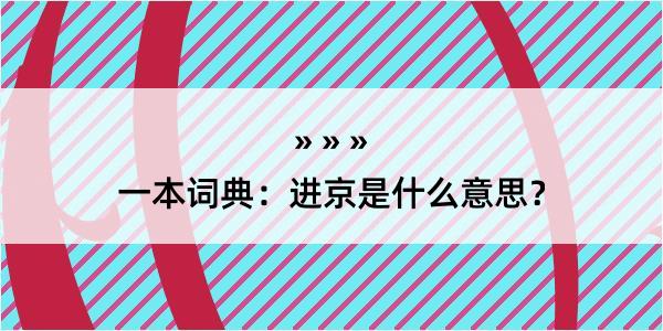 一本词典：进京是什么意思？