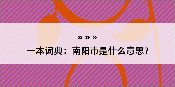 一本词典：南阳市是什么意思？