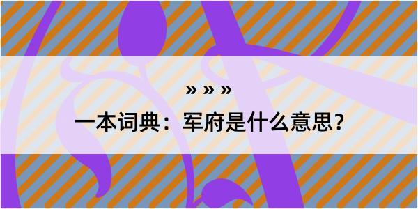 一本词典：军府是什么意思？