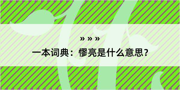 一本词典：憀亮是什么意思？