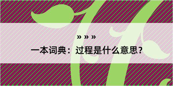 一本词典：过程是什么意思？