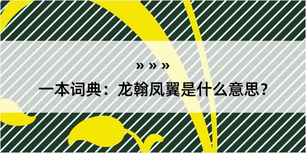 一本词典：龙翰凤翼是什么意思？