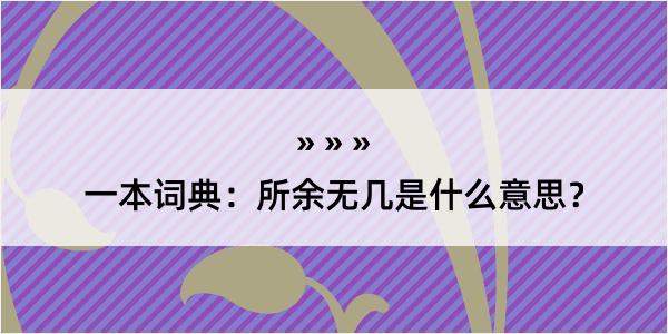 一本词典：所余无几是什么意思？