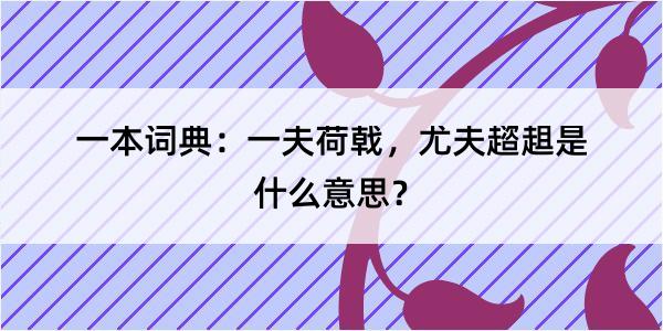 一本词典：一夫荷戟，尤夫趦趄是什么意思？