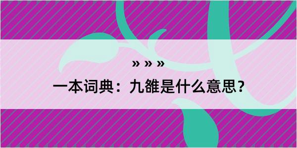 一本词典：九雒是什么意思？