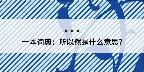 一本词典：所以然是什么意思？