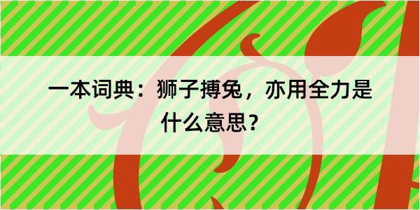 一本词典：狮子搏兔，亦用全力是什么意思？