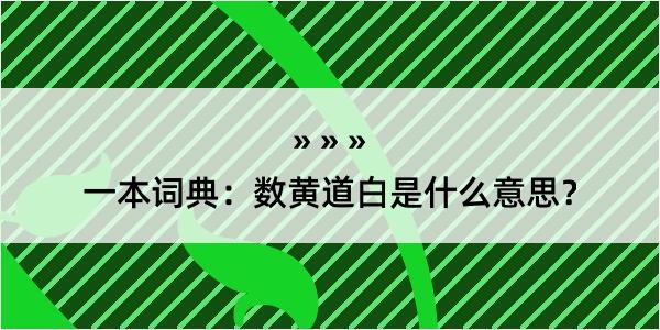 一本词典：数黄道白是什么意思？