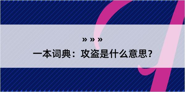 一本词典：攻盗是什么意思？