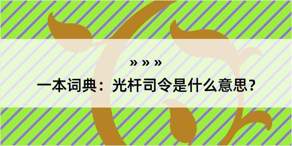 一本词典：光杆司令是什么意思？