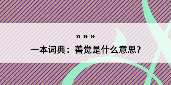 一本词典：善觉是什么意思？