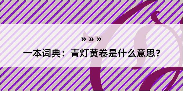 一本词典：青灯黄卷是什么意思？