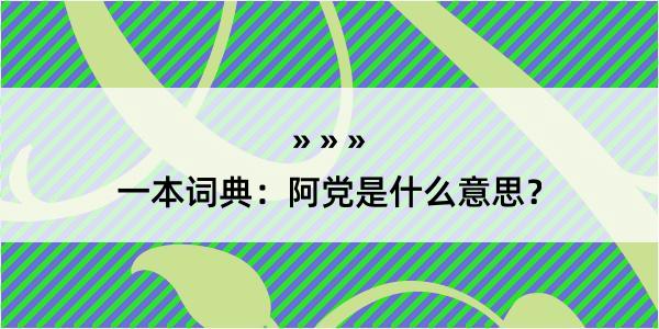 一本词典：阿党是什么意思？