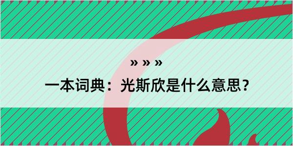 一本词典：光斯欣是什么意思？