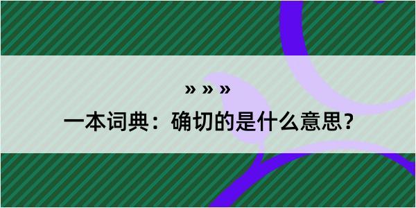 一本词典：确切的是什么意思？