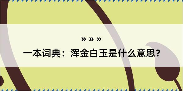 一本词典：浑金白玉是什么意思？