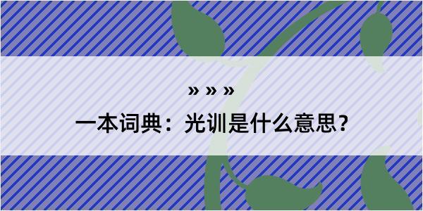 一本词典：光训是什么意思？