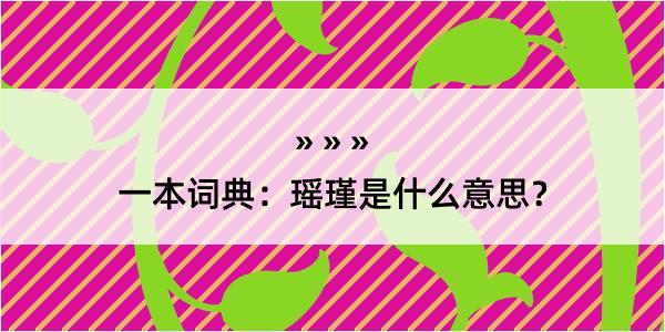 一本词典：瑶瑾是什么意思？