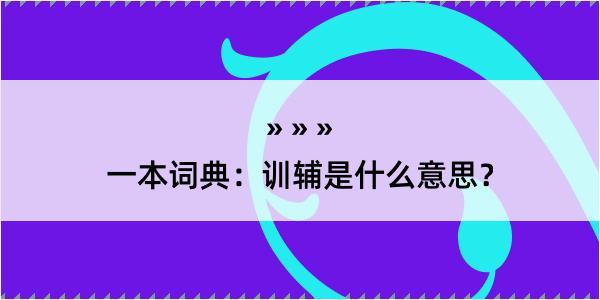 一本词典：训辅是什么意思？