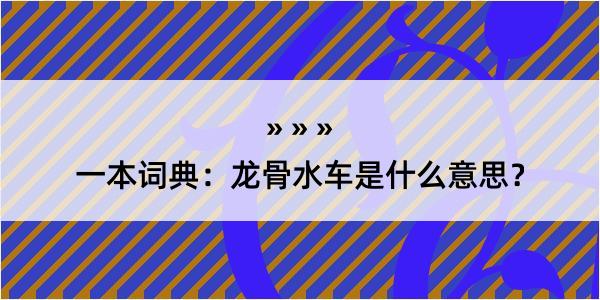 一本词典：龙骨水车是什么意思？