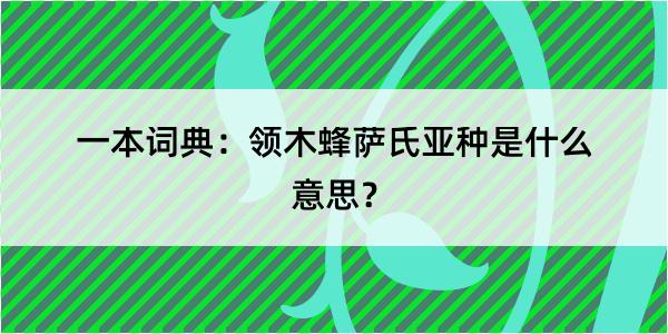 一本词典：领木蜂萨氏亚种是什么意思？