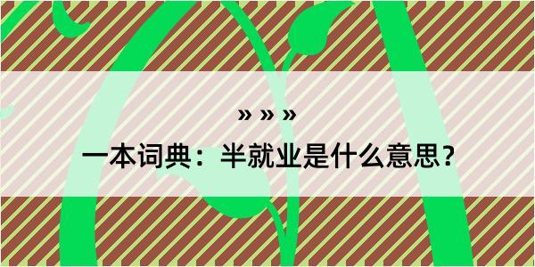 一本词典：半就业是什么意思？