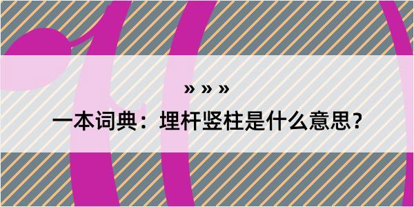 一本词典：埋杆竖柱是什么意思？