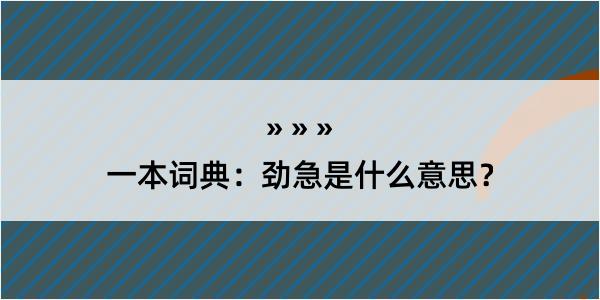 一本词典：劲急是什么意思？