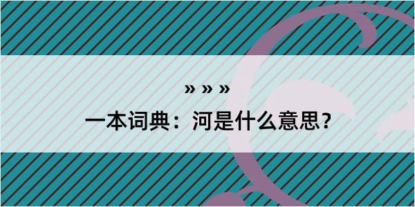 一本词典：河是什么意思？