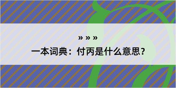 一本词典：付丙是什么意思？