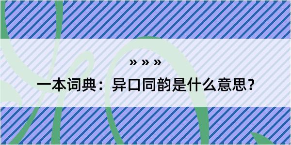 一本词典：异口同韵是什么意思？