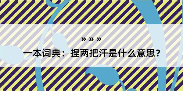 一本词典：捏两把汗是什么意思？