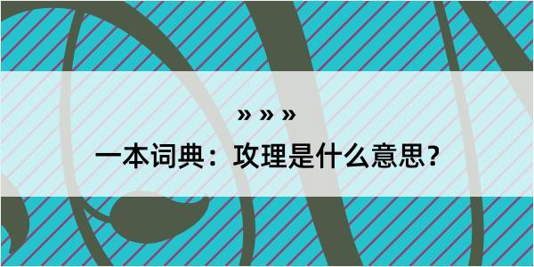 一本词典：攻理是什么意思？