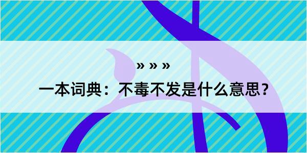 一本词典：不毒不发是什么意思？