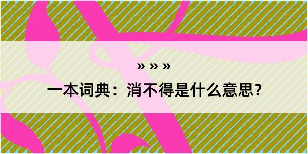 一本词典：消不得是什么意思？