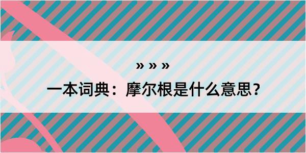 一本词典：摩尔根是什么意思？