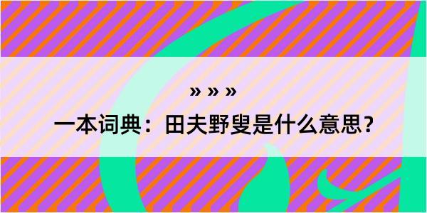 一本词典：田夫野叟是什么意思？