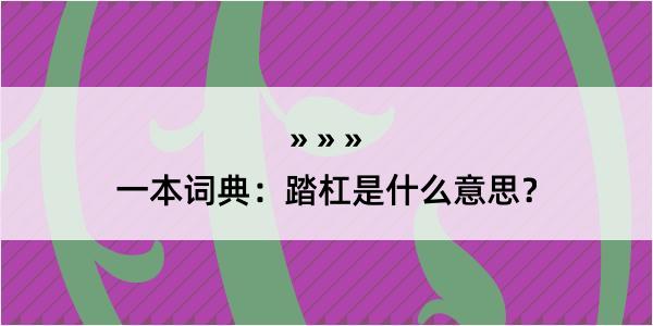 一本词典：踏杠是什么意思？