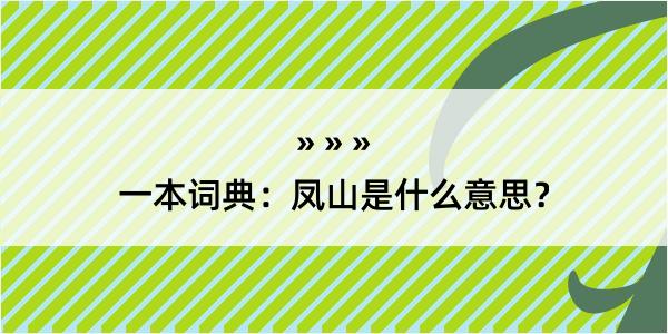 一本词典：凤山是什么意思？